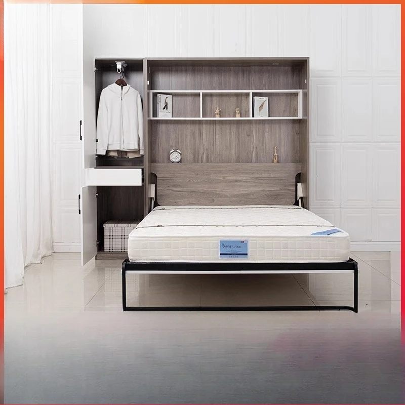 

Small apartment multi-functional invisible bed upturned combination wardrobe integrated folding wall-mounted hidden light