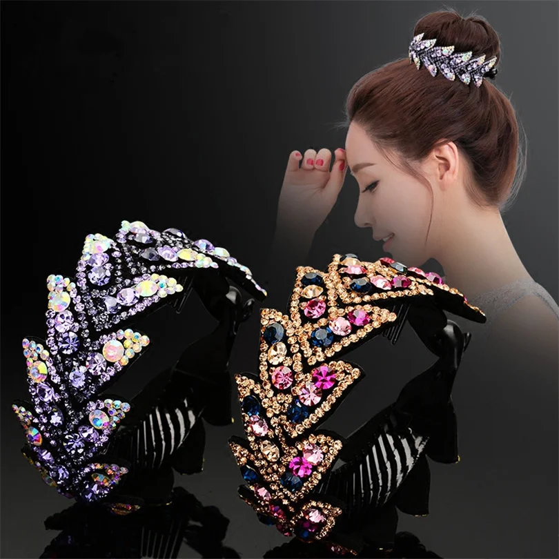 Rhinestone Hair Claw for Women Flower Hair Clip Barrettes Crab Hair Clamps Crystal Ponytail Holder Hairpin Band Hair Accessories