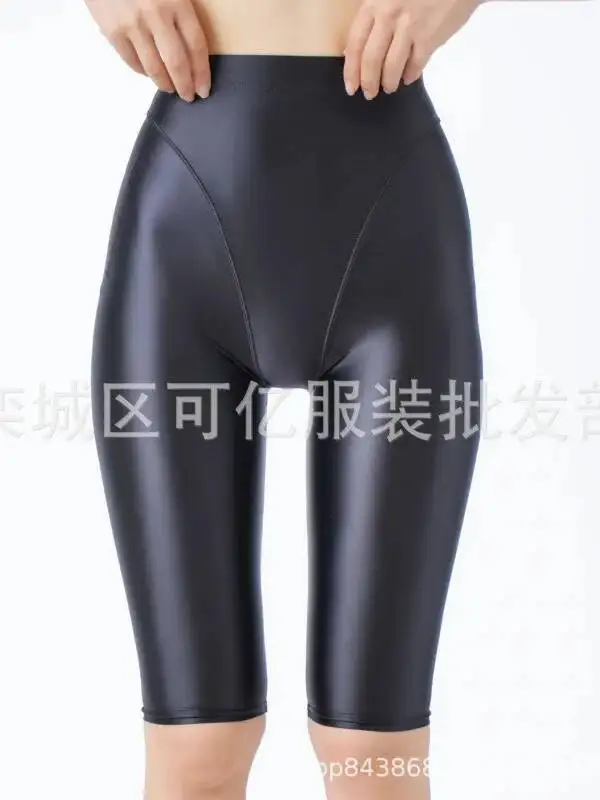 フェイクツーピース グロッシー スムース ファイブポイント レギンス セクシー プラスサイズ タイト ヨガパンツ スリム セクシー レディース 2025 新作 ショーツ T65E