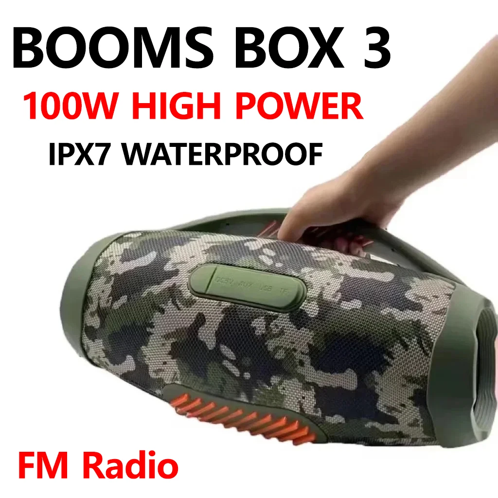 

100W High-power Portable Bluetooth Speakers Outdoor Waterproof Subwoofer Sound Box HiFi Stereo Handheld Speaker BOOMS BOX3