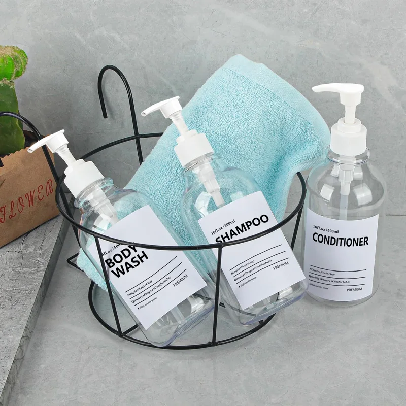 Refillable Bathroom Dispensers Shampoo Shower Gel Bottle Soap Dispenser Press Type Empty Bottle Travel Bottles Waterproof Labels