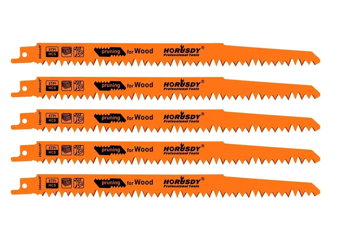 

5-Pack 9-Inch Pruning Saw Blades, Fast Cutting for Wood and Plastic with Storage Case