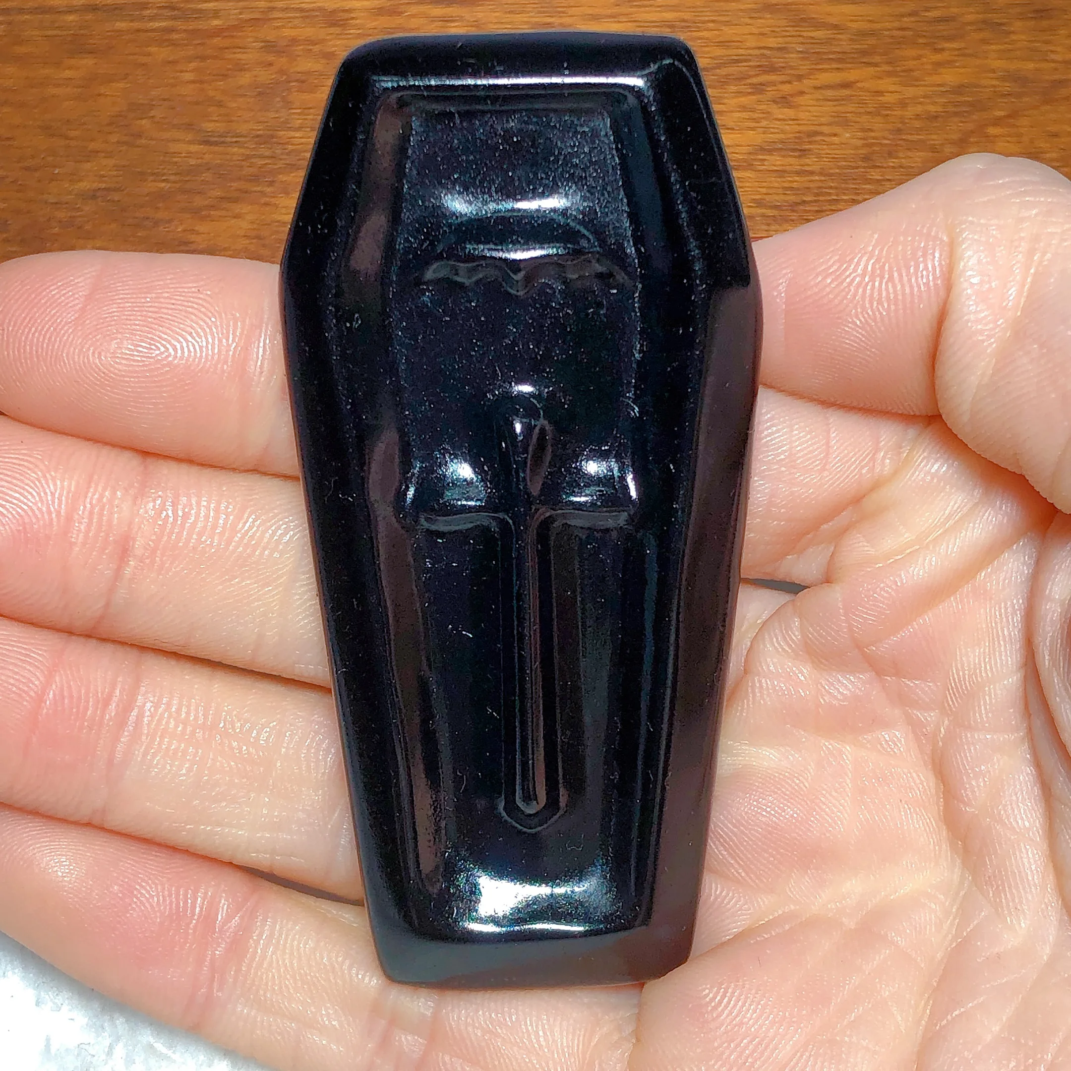 Natural Crystal Black Obsidian Grave Carving Gemstones Reiki Witchcraft Halloween Decorations Holiday Gift