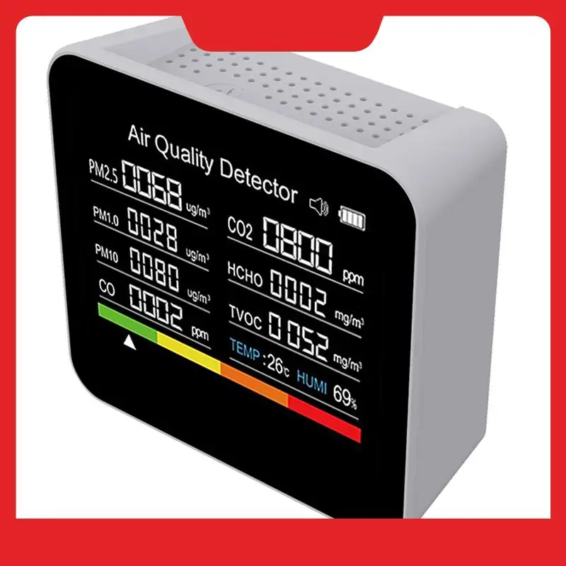 A32HOT-1Pcs Carbon Dioxide Detector TVOC HCHO PM2.5 PM1.0 PM10 Temperature Humidity Detection