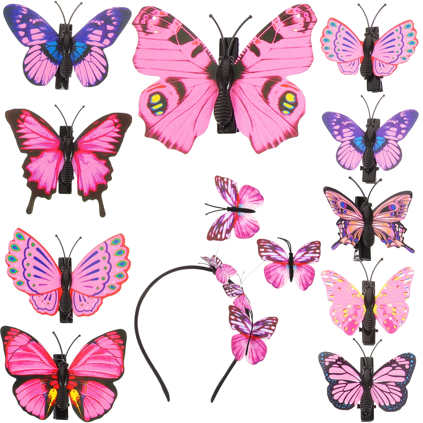 

11Pcs 3D Butterflies Headdress Hair Clip Set Creative Party Decor Gift Headwear Hair Clip Hairband Butterflies Barrettes
