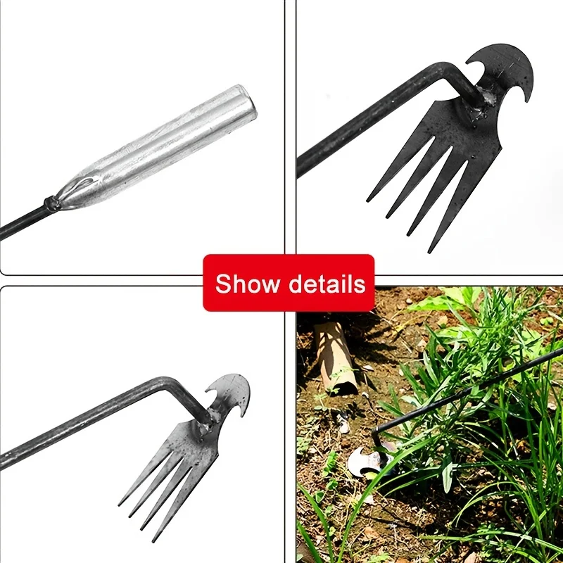 1pc Small Weed Puller With 4 Teeth, Gardening Hand Tools, Weed Remover Tool For Yard Ergonomic Weeder Tool（The Handle Can Be
