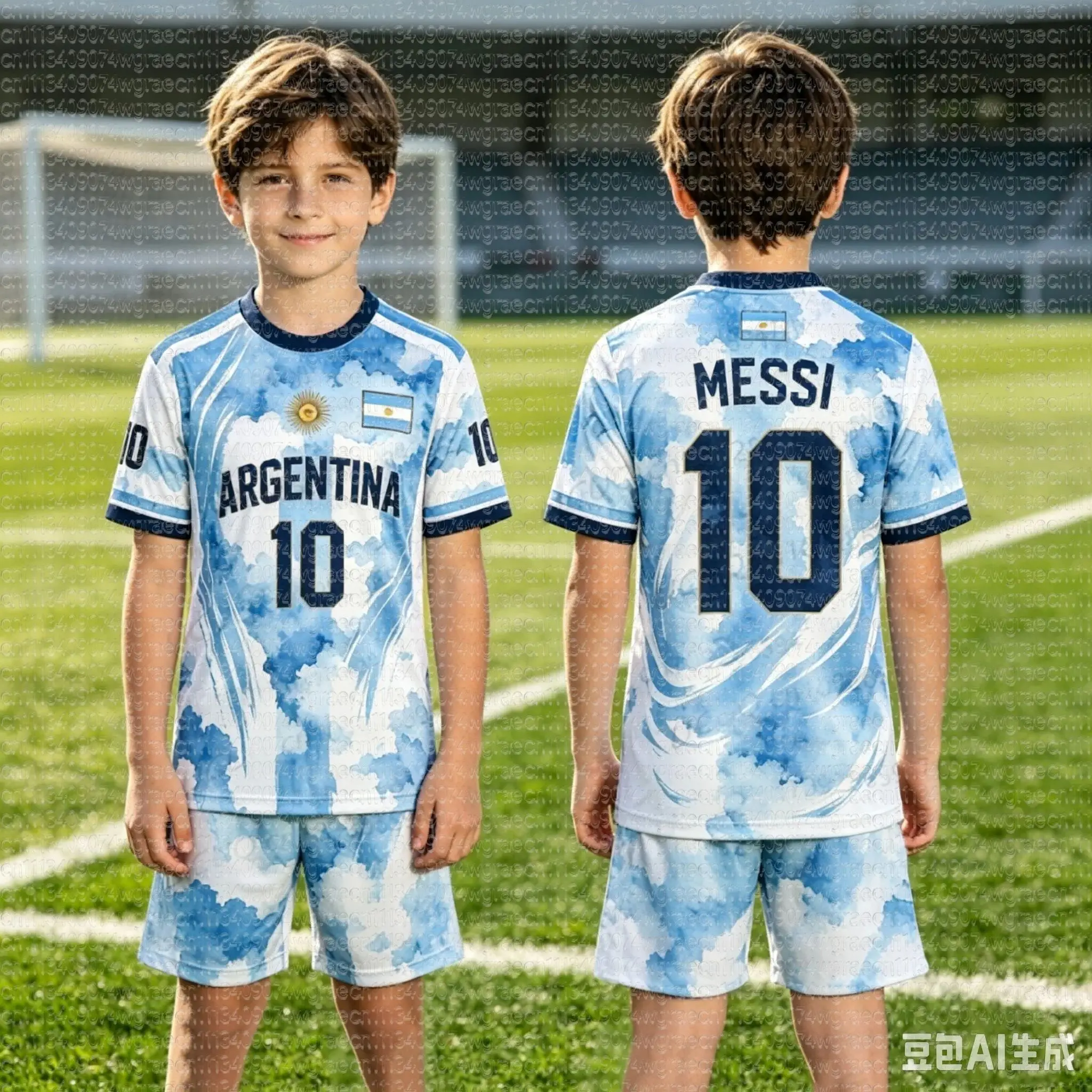 2026 Boys #10 Messi Football Jersey Tee Shorts Set Women Men Argentina Football Fans Shirt Shorts Set Kids Tracksuit 2 Piece Set