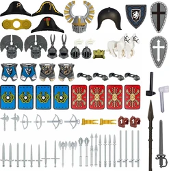Military Building Blocks Medieval Soldier Figures Teutonic Knights Equipment Shield Flag Sword Bow Horse Crusader Bricks MOC