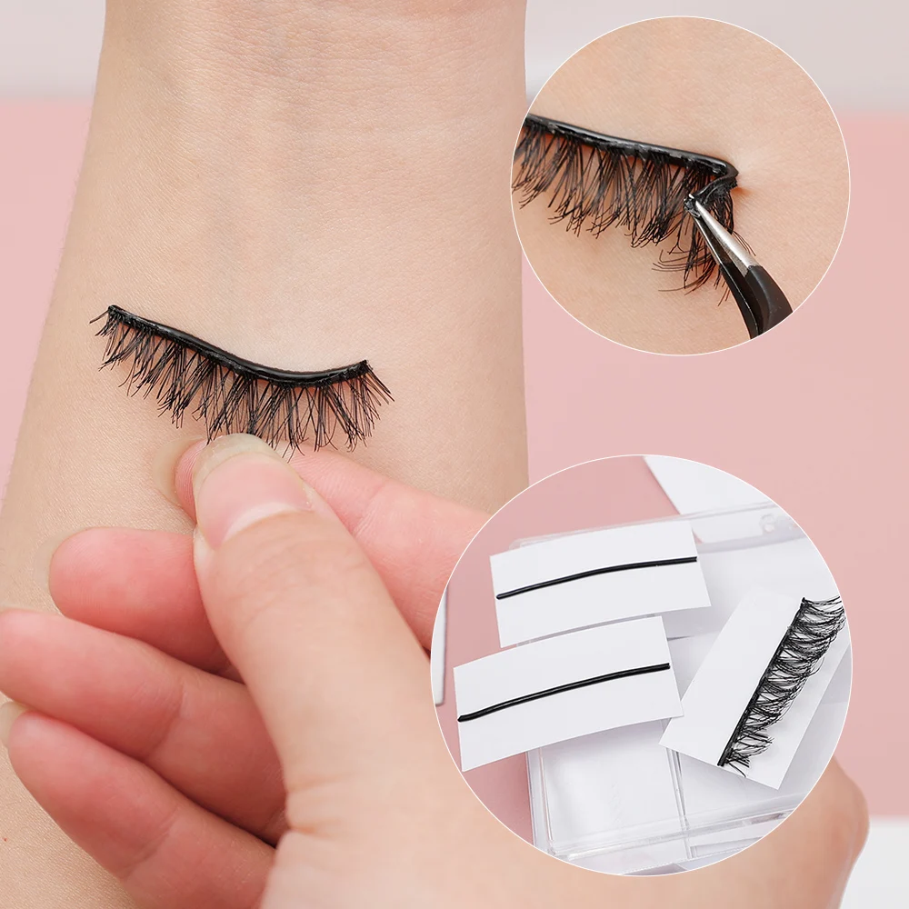 50 Pieces/box Lash Glue Strips Double Self-Adhesive Glue-Free No Eyelash Glue Strip False Eyelashes Hypoallergeni Makeup Tools