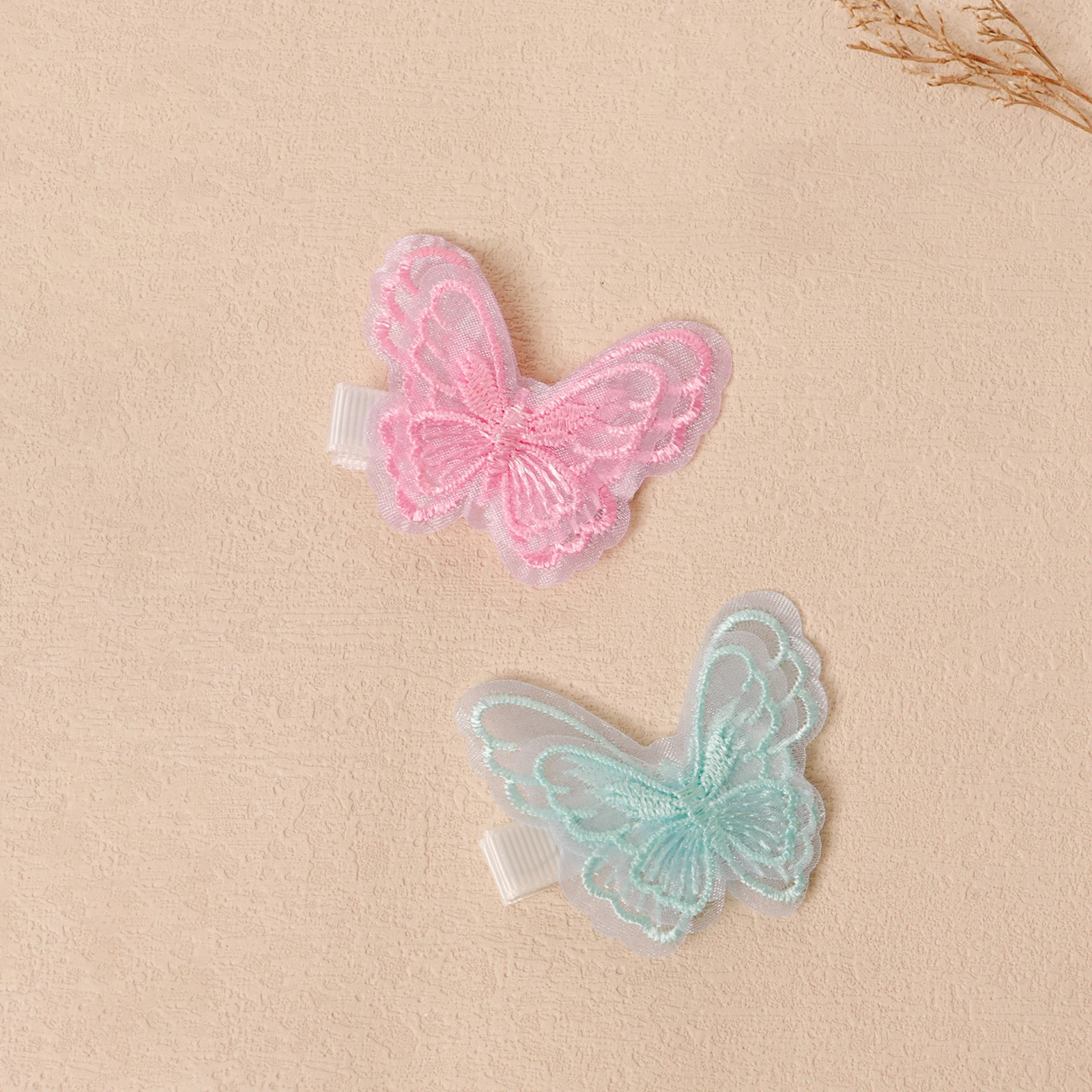 6 stks Kleurrijke Dubbellaags Kant Vlinder Vleugel Haar Clip Baby Leuke Combinatie Haarspeld Kleine Vlinder Haaraccessoire Voor Meisjes