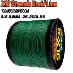 Super Strong 11.3KG-91KG 16x Braided Fishing Line 16 Strands PE Smooth Wire for Sea 25 32 40 55 68 80 100 125 140 161 200LB