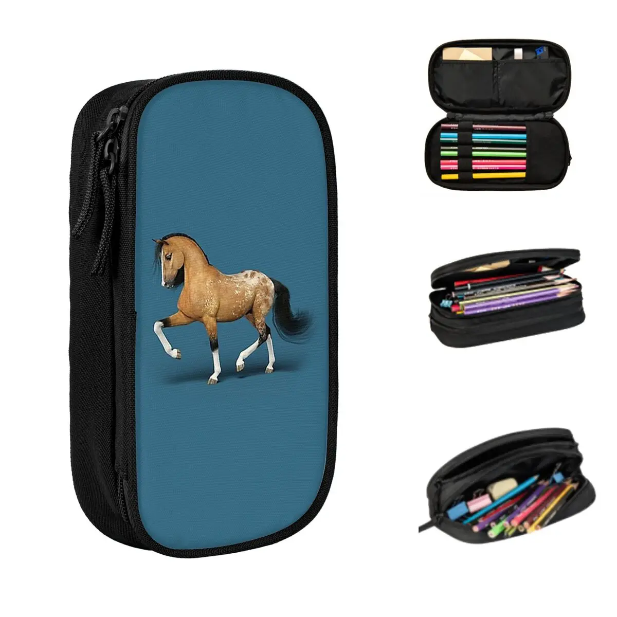 Buckskin Appaloosa Horse Pencil Cases Large Capacity Pen Bags Pen Box Pencil Pouch For Boys Girls Students Stationery School