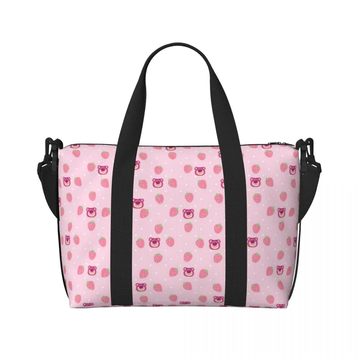 Custom Lotso Huggin Bear Pattern Beach Tote Bag for Women Large Compartment Beach Gym Travel Bags