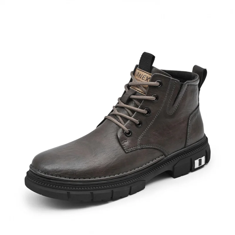 Stivali da lavoro per alpinismo all'aperto da uomo: 2025 nuovi grandi stivali gialli, scarpa da lavoro durevole in stile britannico con altezza alta e altezza