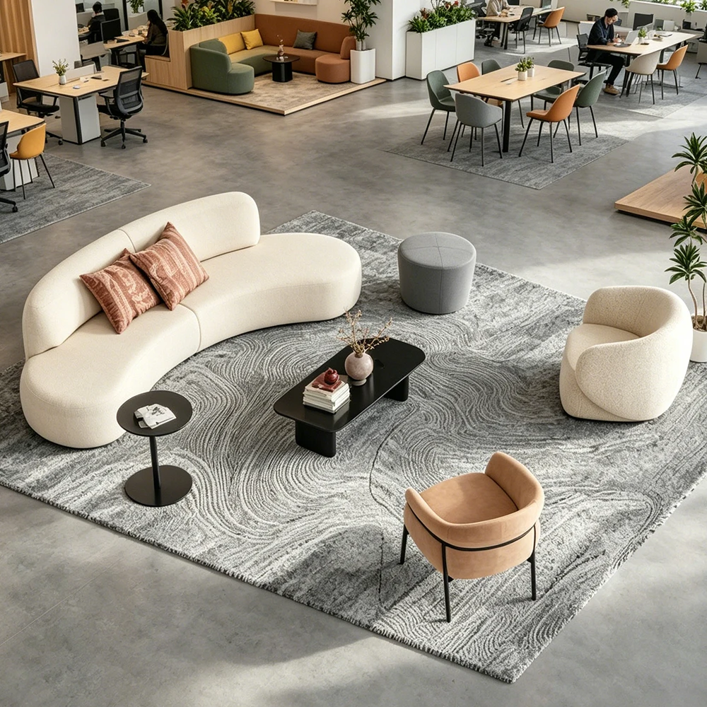 Office Furniture Solutions - カスタムモジュール式曲線オフィスソファ、受付ロビー待合席ソリューション、共同作業スペース、商業用家具レイアウト