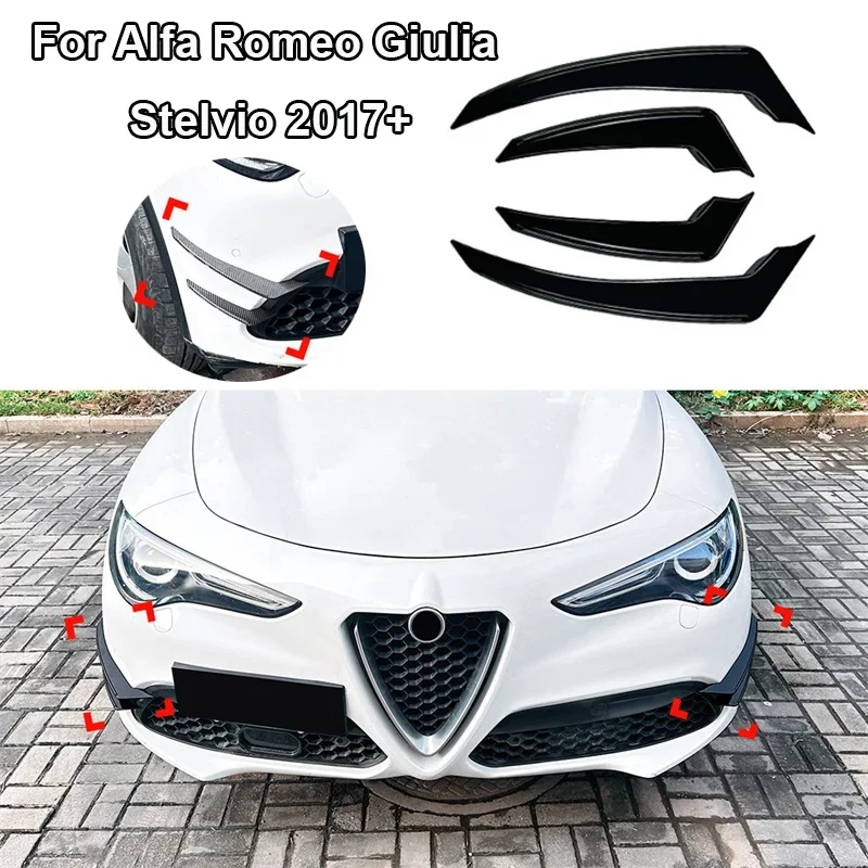 

Carbon Fibre Front Wind Knife Spoiler Side Wing Knife Spoiler Grille Grill Modification for Alfa Romeo Giulia Stelvio 2017 +