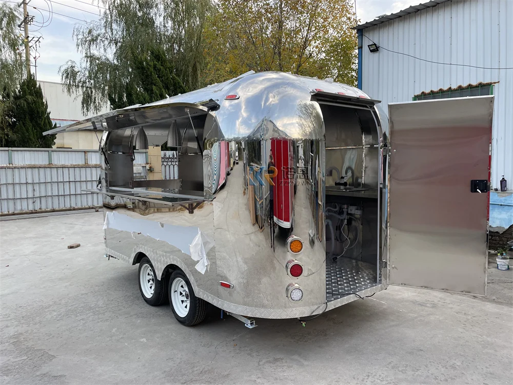 Airstream Food Trailer Customize Coffee Snack Carts Mobile Kitchen Fully Equipment Concession Fast Food Truck Van