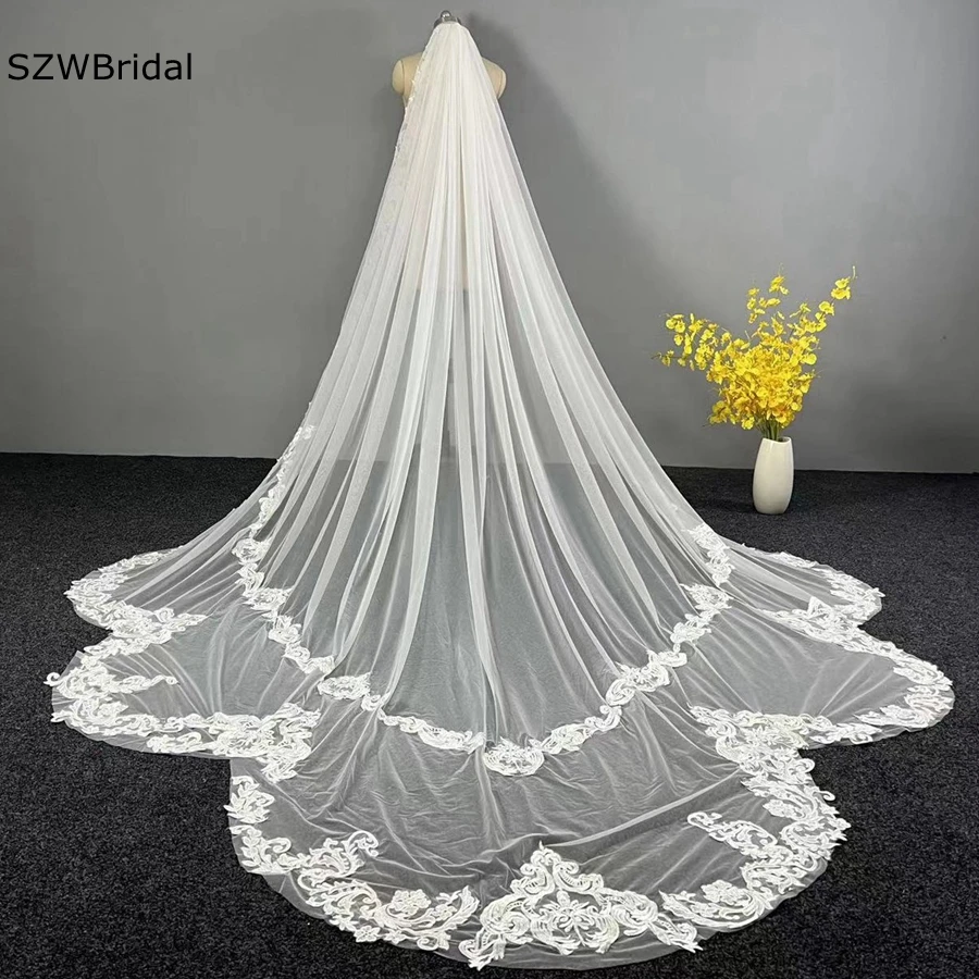 Neue Ankunft Weiß Elfenbein Kathedrale Hochzeit schleier Braut Vestido de noiva Hochzeit zubehör Günstige Braut schleier für frauen hochzeit