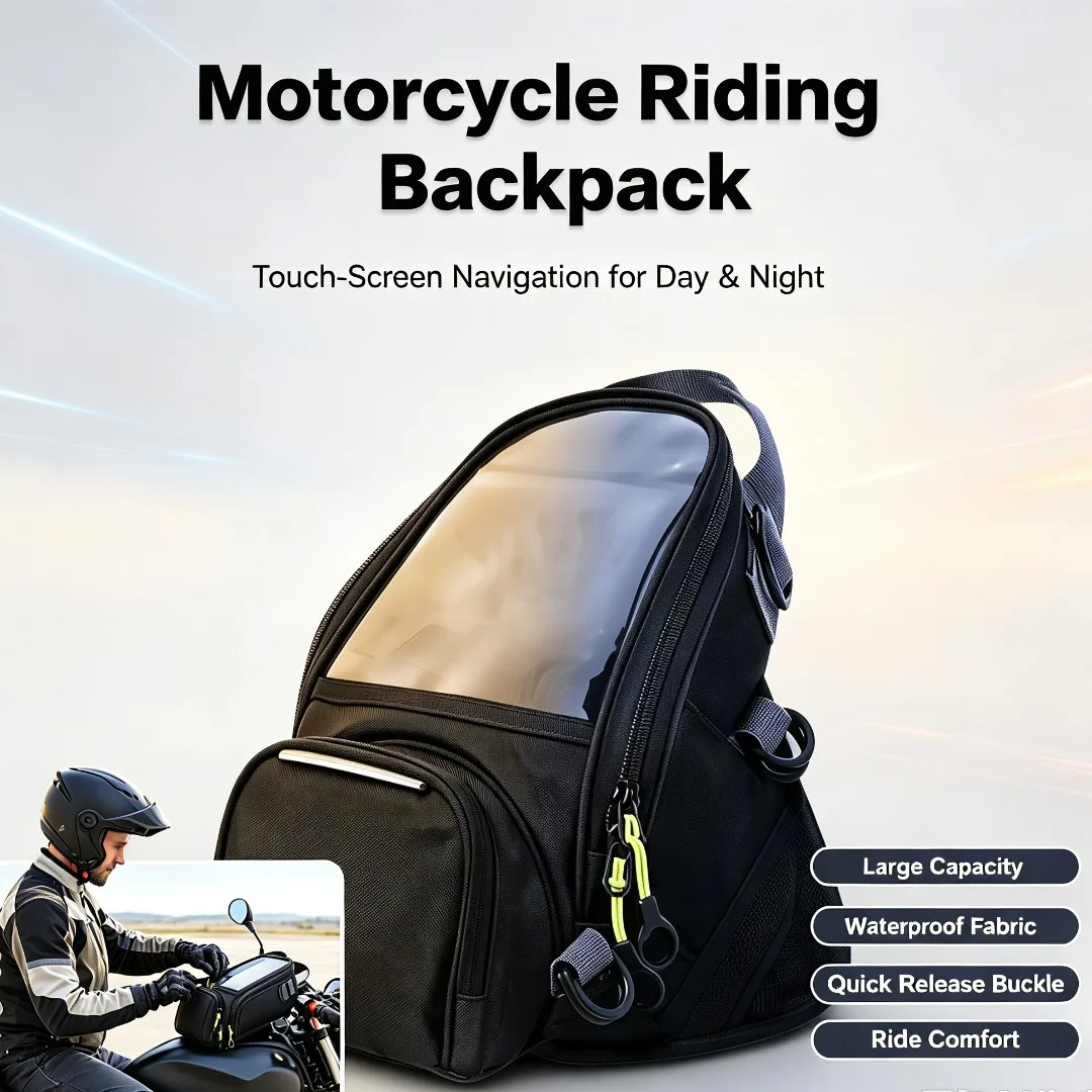 Motorcycle Magnetic Tank Bag Universal Phone Navigation Pouch Multifunctional Heavy Duty Black Fuel Tank Bag Sportbike Cruiser