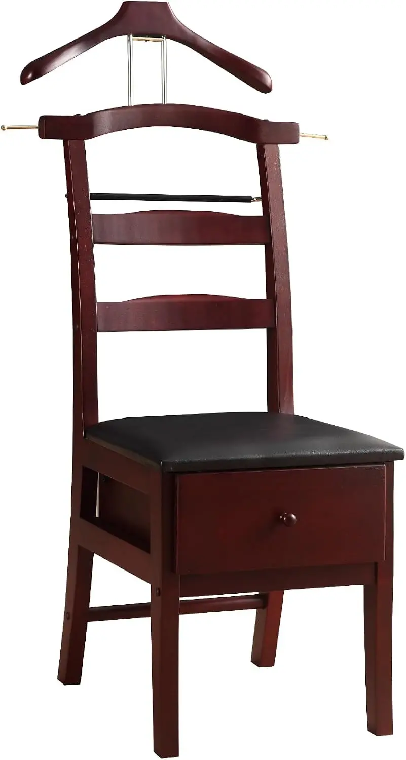 Valet Chair Closet Chair Dressing Chair with Seat Mahogany