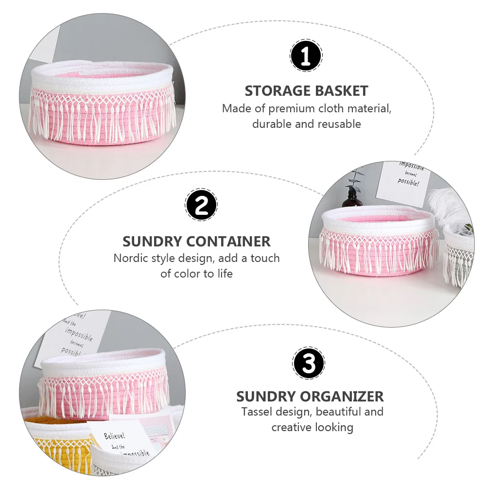 

Fold Cotton Thread Storage Frame Baby Tassels Small Basket Cloth Stationery Baskets