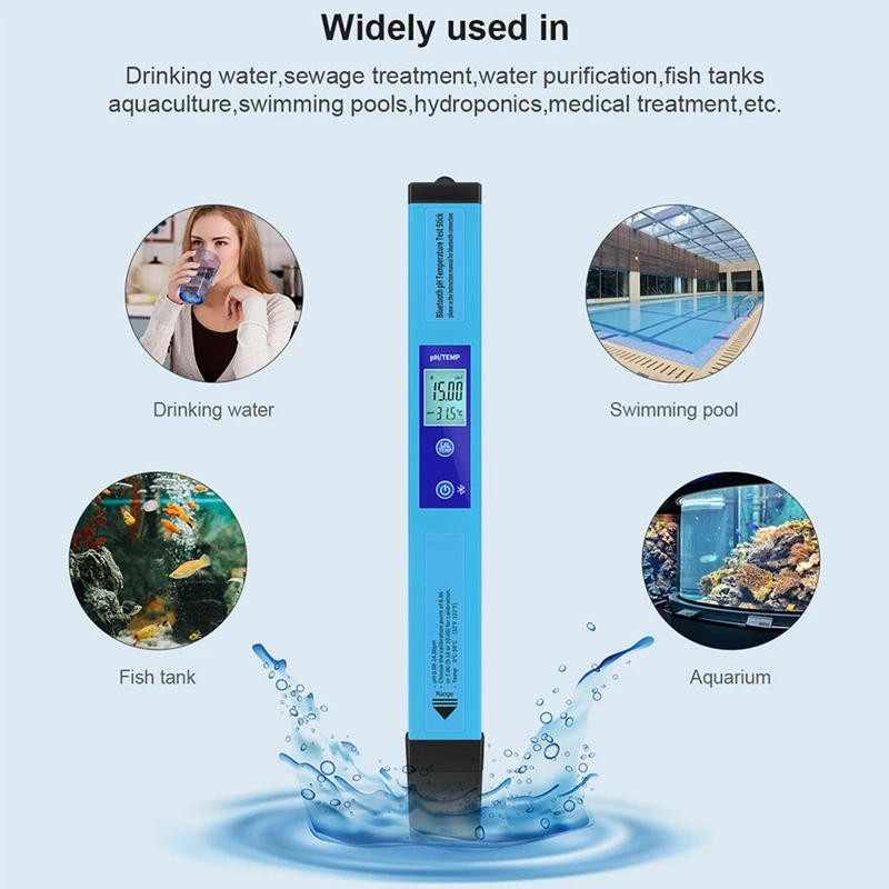 محلل جودة المياه الرقمي مقياس درجة الحموضة الرقمي 2 في 1 مقياس درجة الحموضة الخلفية PH جهاز اختبار المياه لزراعة المواد الغذائية