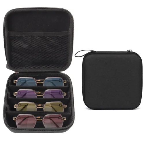 Imagen 2 del producto 4 pares de cajas de almacenamiento de gafas de sol, caja de almacenamiento de gafas de carcasa dura EVA, bolsa de acabado de gafas de viaje portátil