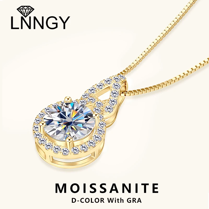 

Lnngy Bijoux Argent стерлингового серебра 925 пробы 6,5 мм-9 мм муассанит ожерелье для женщин кулон в форме тыквы регулируемые ювелирные изделия