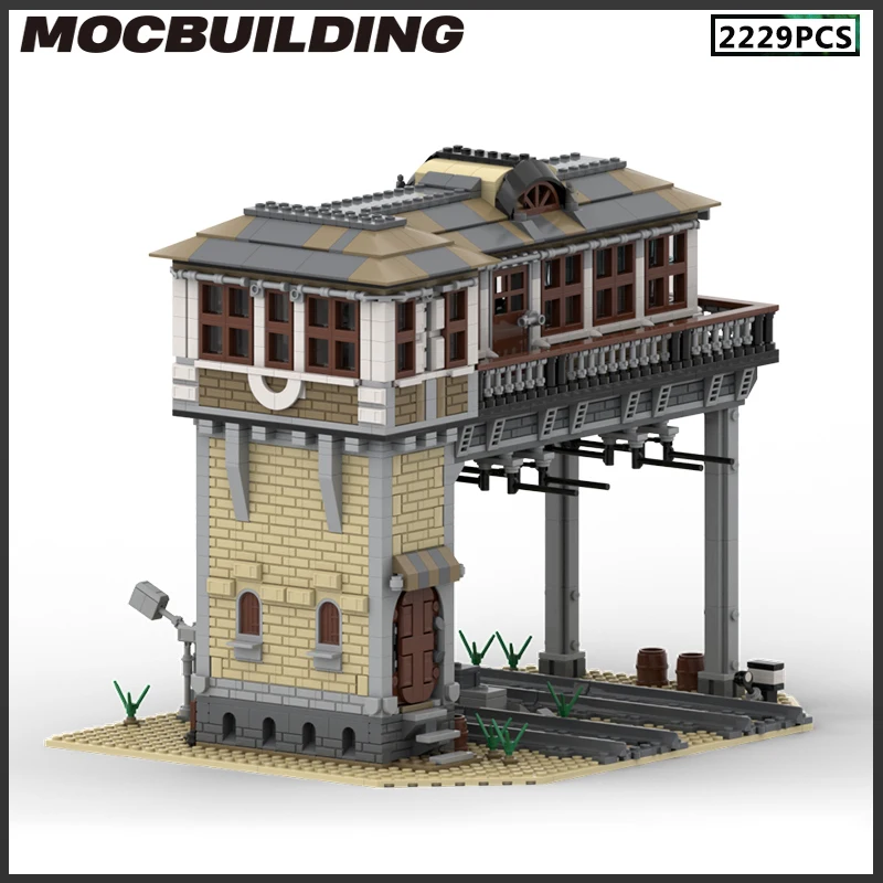 MOC-Rail Torre Blocos De Construção, Plataforma De Trem, Casa Modelo, Tijolos DIY, Brinquedo Aassemble, Presentes De Natal, Coleção, Presente De Aniversário