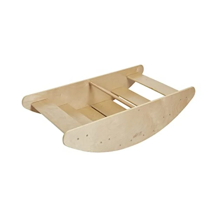 

Rocking Boat and Steps 2-in-1 Wooden Play Center for indoor play, natural wood, light brown, eco-friendly finish and dual-funct