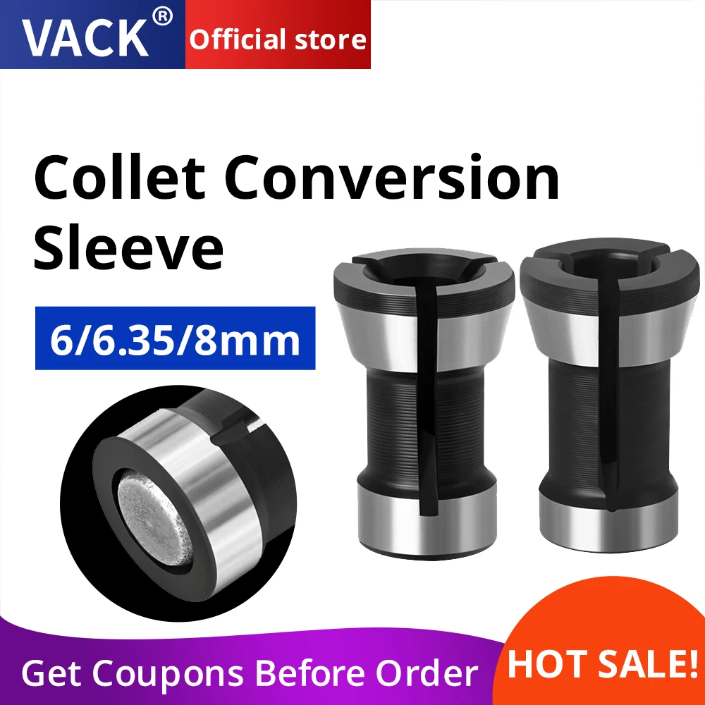 VACK 1/4 Inch High Precision Adapter Collet 6mm 8mm Shank Router Bits Wood Cutter Adapters Holder CNC Machining Accessories Tool