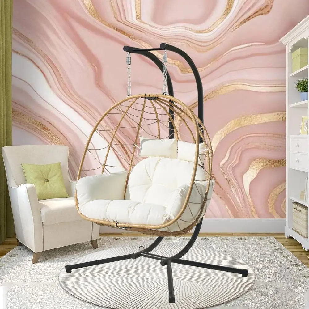 

Double Egg Hanging Loveseat with Cushion, Waterproof Outdoor Swing Hammock for Adults and Kids