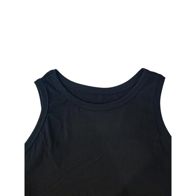 ขนาดพิเศษ 1XL-5XL ผู้หญิงแฟชั่นสีทึบรอบคอแขนกุดอเนกประสงค์เสื้อกั๊กสั้นลําลอง