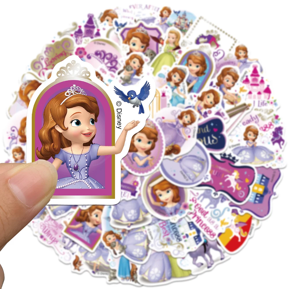Pegatinas de Disney Blancanieves para niños, 50 piezas, princesa Ariel Belle, calcomanías de grafiti estéticas para niños, portátil, equipaje, álbum