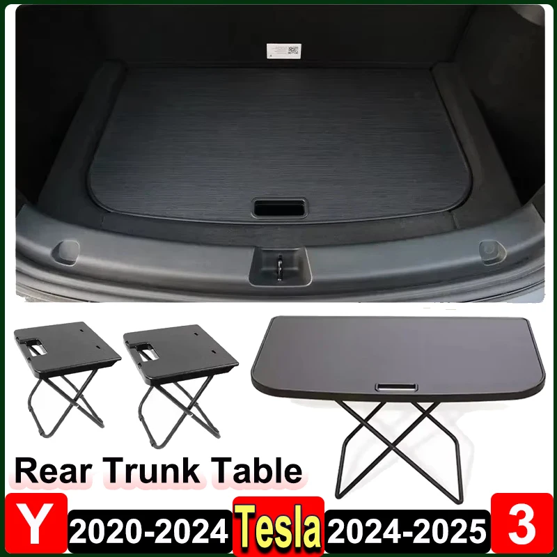 

For Tesla Model 3 Highland 2024 Rear Trunk Portable Table Foldable Model Y Camping Travel Picnic Table Board 1 Desk 2 Chairs