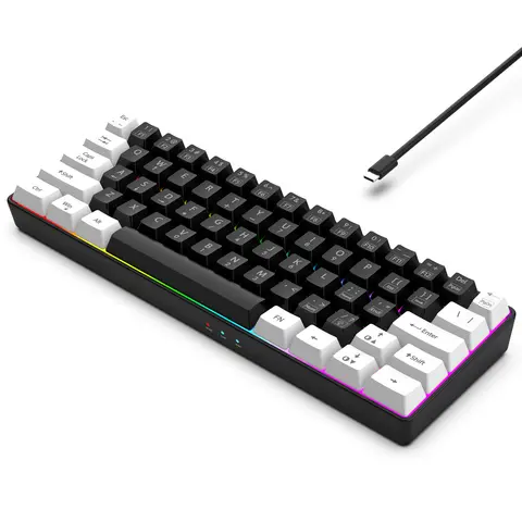 60% wired game keyboard, RGB backlit ultra-small keyboard, waterproof portable, computer/MAC game keyboard