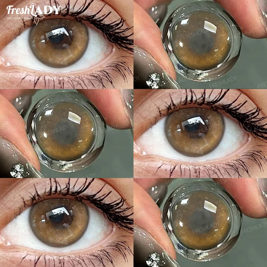 Freshlady 1 Paar Braune Kontaktlinsen Natürliche Graue Pupillen Augen Kontaktlinsen Große Augen Weiche Linsen 14,50mm Jährliche Verwendung – Detail 2