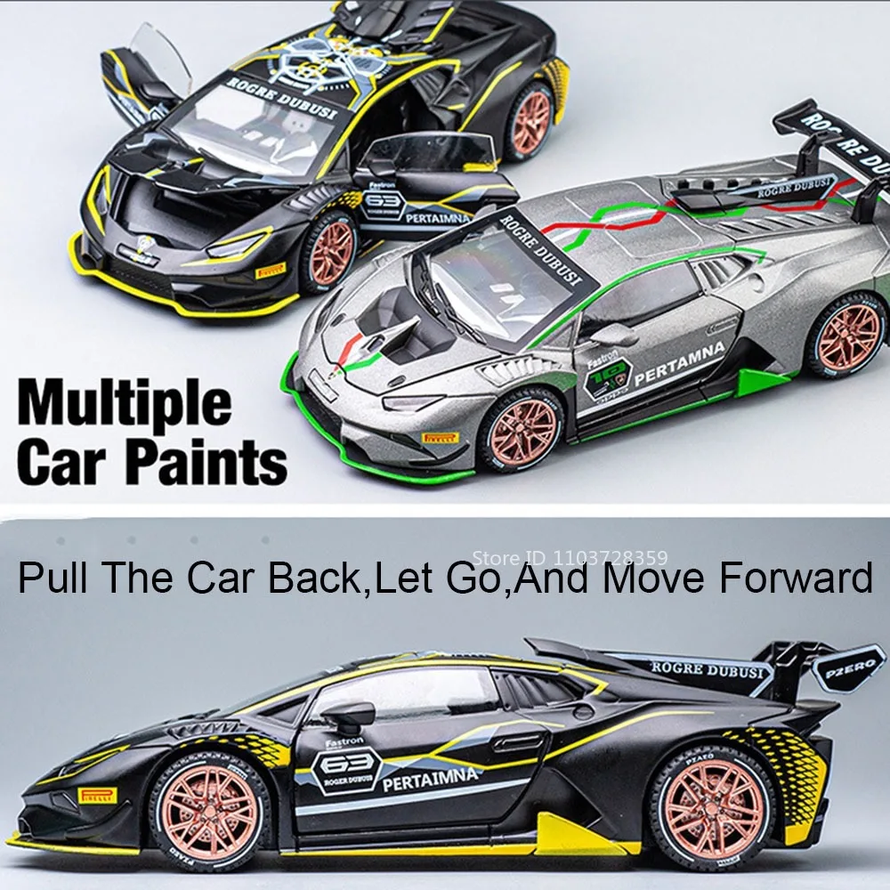 รถของเล่นจำลอง Lamborghini Revuelto Huracan ST EVO อัลลอยด์ ขนาดเล็ก พร้อมเสียง ไฟ ล้อแบบดึงถอยหลัง ของขวัญวันเด็ก