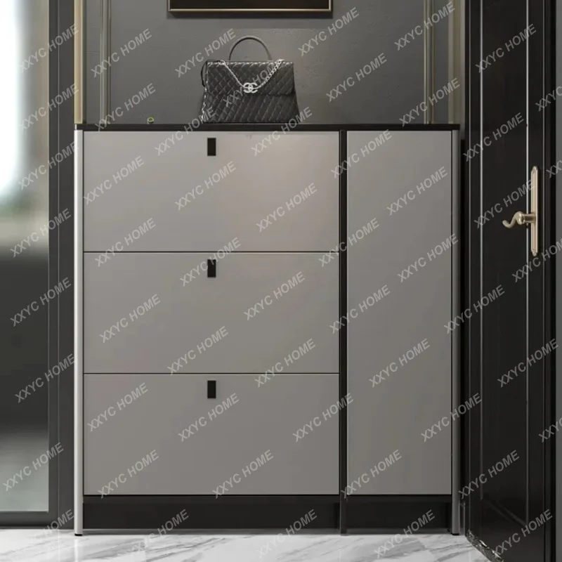 XXUltra-thin shoe cabinet, modern simple solid wood thin home door, very narrow space saving, narrow door tipping bucket