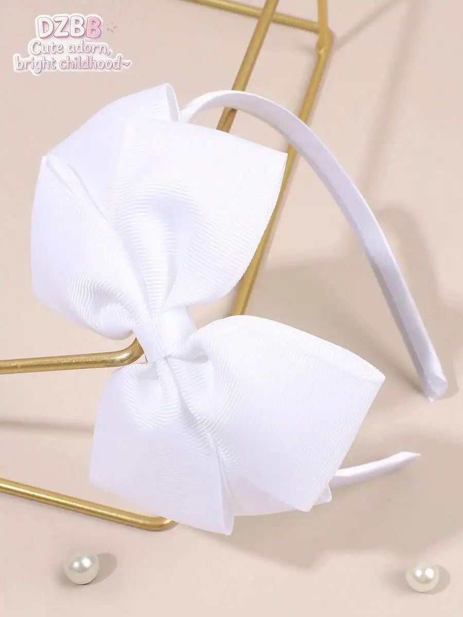 

White Bow Headband For Women Solid Hair Accessory Casual Style