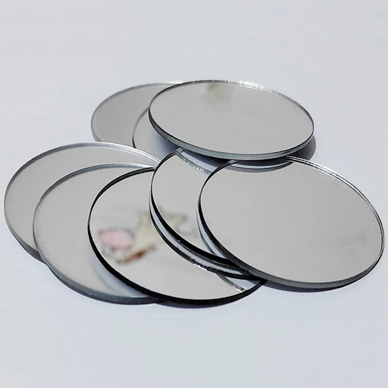 10pcs Diameters of 5/8/12cm, Silver Thickened Acrylic Mirror Wall Stickers Round Decorative Mirror DIY Makeup Mirror