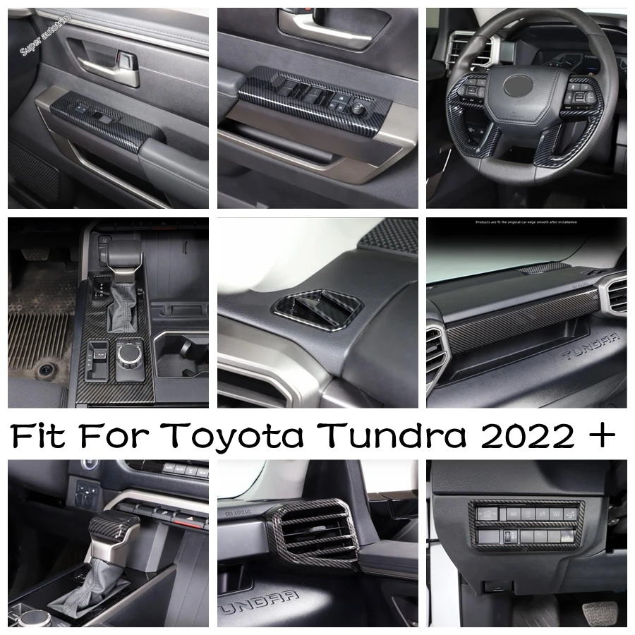 

Gear Shift Panel / Steering Wheel Frame / Head Light Lamp / Window Lift Cover Trim For Toyota Tundra 2022 2023 ABS Accessories