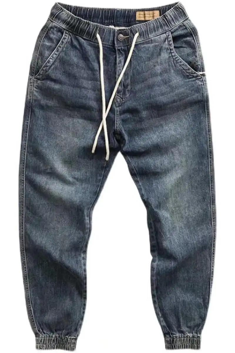 耐摩耗性ルーズフィットメンズジーンズ作業着カジュアル秋冬デニムパンツ原宿スタイル長ズボンハルビン