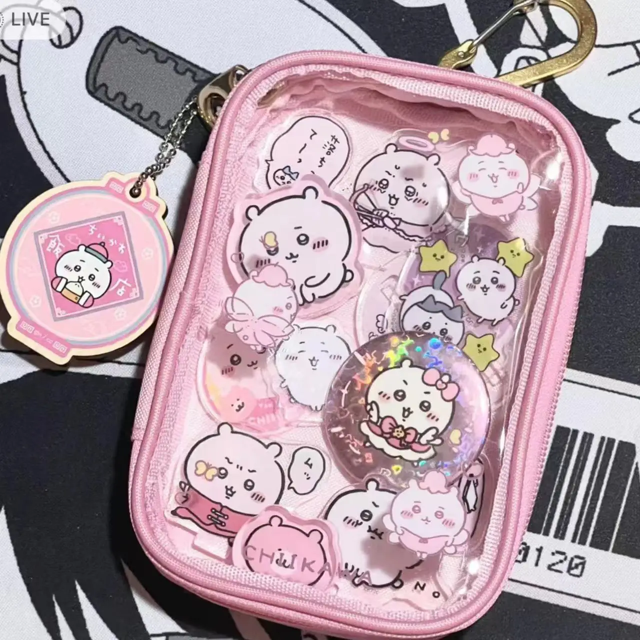 

Japanese Kawaii chiikawa same pain bag Xiaobaji Eva cute girl coin wallet student mini transparent storage baganimation keychain