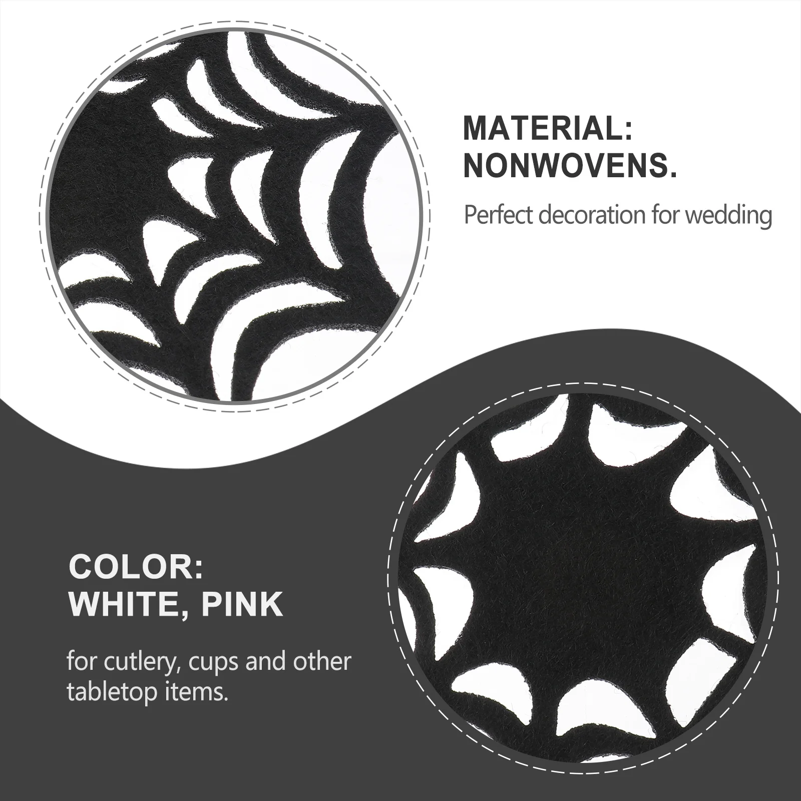 

10pcs Spider Web Coasters Placemat Heat Resistant Table Protectors For Cups Cutlery Halloween Decorative Mats Web Pattern Design