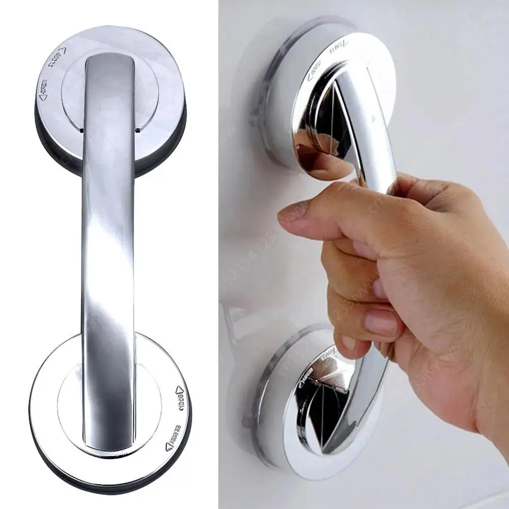 Bathroom Handrail Suction Cup for Bathroom Accessories Glass Door Handle Children Elder Strong Sucker Silver Hand Grip