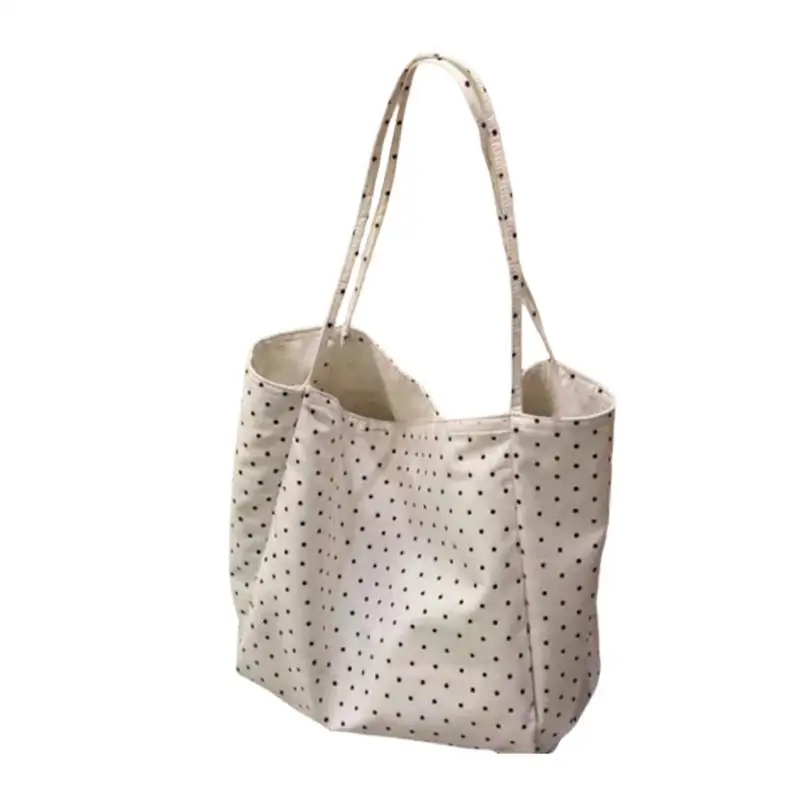 New Sale-2026 New Polka Dot Canvas Large Capacity Tote Bag Bag Casual Commuter Outward Handheld Shoulder Bag For Women image 6