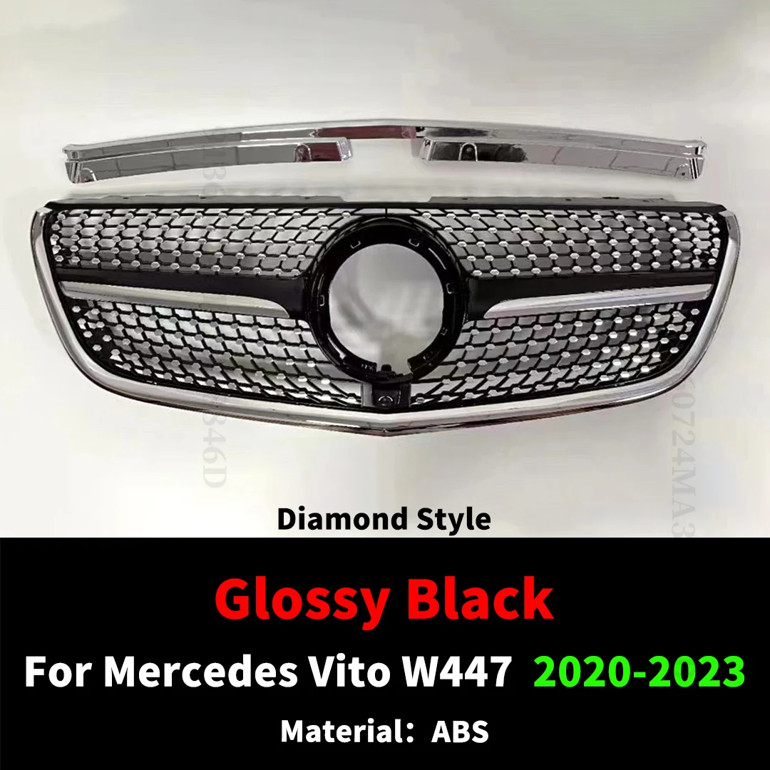 Voor Mercedes Benz Vito V W447 V250 V300 2015-2023, Diamond Style voorbumper grille, luchtinlaatgrille, exterieur styling