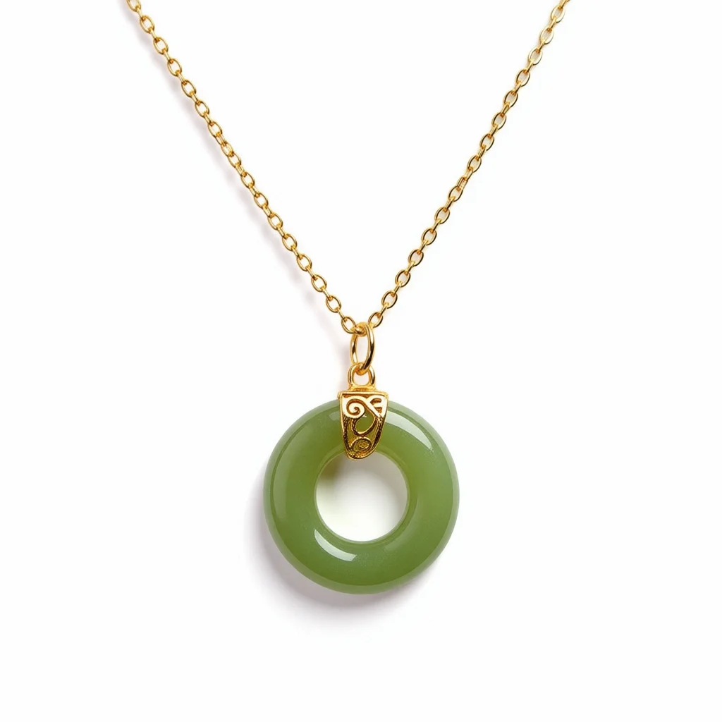 

TIMESWIND Natural Jade Green Safety Buckle Pendant Women S925 Silver Necklace with Certificate