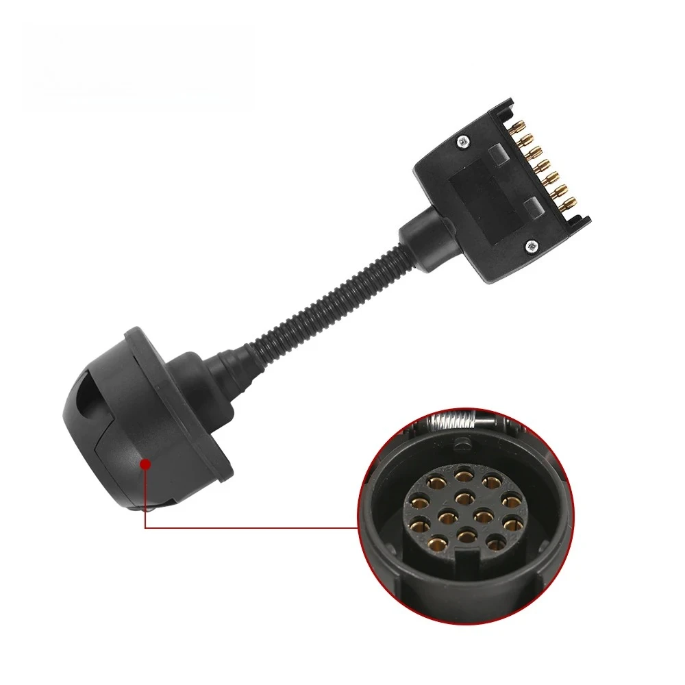 13Pin Female Socket To 7Pin Flat Male Plug Connector Extension Spiral Trailer Cable Adapter RV Camper Caravan Parts Accessories